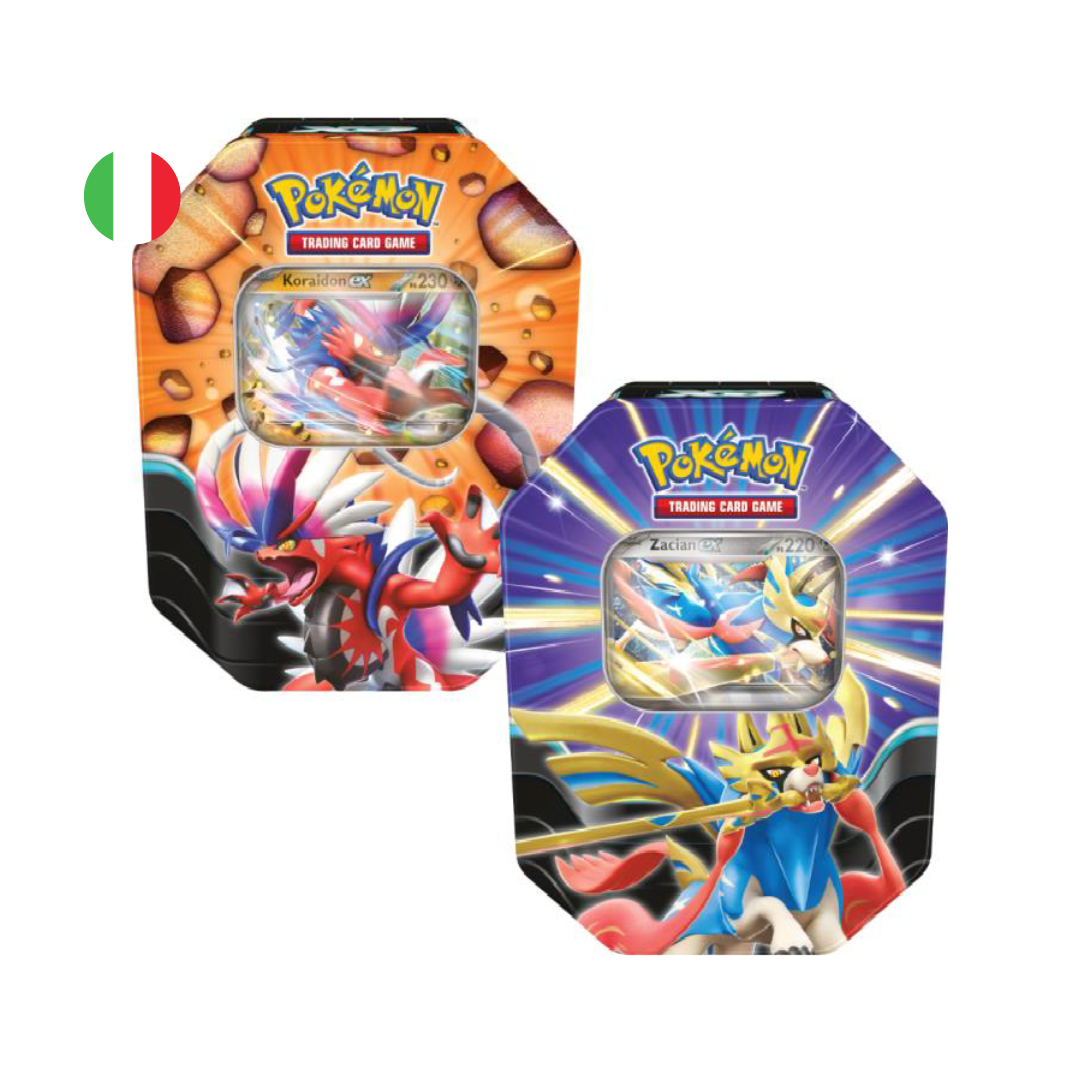 Pokémon Artset Tin Leggende Sovrane Koraidon Ex + Zancian Ex
